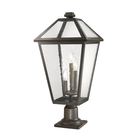 Z-LITE Talbot 3 Light Outdoor Pier Mounted Fixture, Oil Rubbed Bronze And Seedy 579PHXLR-533PM-ORB
